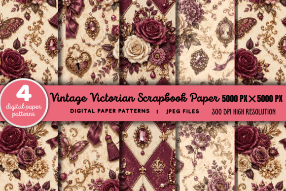 Download Vintage Victorian Scrapbook Pattern 2 - Premium Bundle