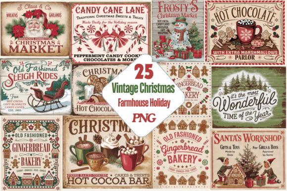 Download Holiday Sign,Vintage Christmas Farmhouse - Vintage christmas Collection