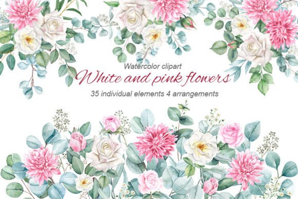 Download Pink and White Watercolor Flowers, PNG - White watercolor Collection