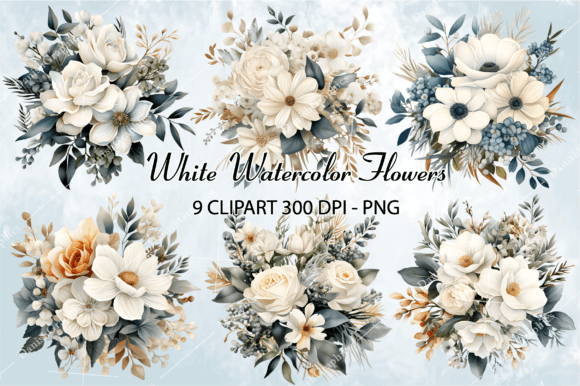 Download White Watercolor Flowers Clipart - White watercolor Collection
