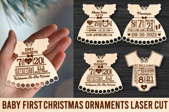 Download Baby First Christmas Ornaments Laser Cut - Premium Resources