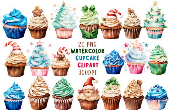 Download Vintage Christmas Cupcake Clipart Bundle - Vintage christmas Collection
