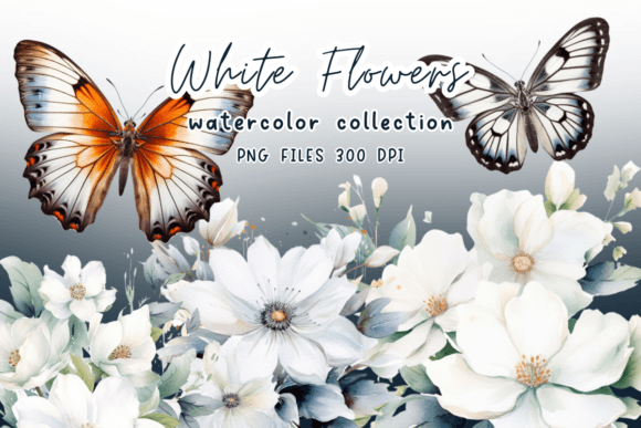 Download Flowers White Watercolor Clipart - White watercolor Collection